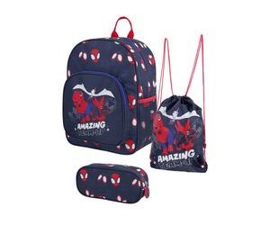 Rucksack mit Turnbeutel und Federmäppchen »Vaiana / Spiderman / Stitch« (Spidey)