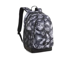 Rucksack PUMA "ACADEMY AOP BACKPACK", schwarz-weiß (puma schwarz, football aop), Rucksäcke, Netz, Polyester, gemustert, Rucksack, für Erwachsene, sportlicher Stil, für Alltag und unterwegs (44489235-0