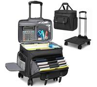 RUCYEN Rollende Lehrer-Tragetasche für Damen und Herren, große Laptoptasche mit abnehmbaren Rollen, Trolley, 39,6 cm (15,6 Zoll) Laptoptasche mit Rädern für Arbeit, Büro, Krankenpflege (mit