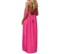 Rückenfreies Cami-Kleid für Damen, Sommer, legere Ärmel, rückenfrei, Maxikleid für Strand, Spaghetti-Träger,Cami Kleid Sommerkleid Lässiges Ärmelloses Maxikleid#01