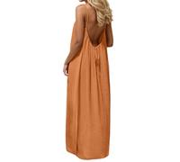 Rückenfreies Cami-Kleid für Damen, Sommer, legere Ärmel, rückenfrei, Maxikleid für Strand, Spaghetti-Träger,Cami Kleid Sommerkleid Lässiges Ärmelloses Maxikleid#01