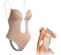 Rückenfreies Shapewear Damen Body Shaper -mit Unsichtbare BH Tiefem V Ausschnitt Seamless Formende Bodysuit Transparente Trägern Bauchkontrolle Push up BHS Shapewear für Partykleid