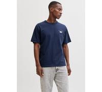 Rundhalsshirt JACK & JONES "JJEDOVER GRAPHIC TEE SS CREW NECK SN", Herren, Gr. XS, navy blazer, Jersey, Obermaterial: 100% Baumwolle, bedruckt, relaxed fit normal, Rundhals, Shirts Rundhalsshirt, Baum