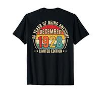 (Rückseite) Awesome Since December 1928 Vintage 98th Birthday T-Shirt
