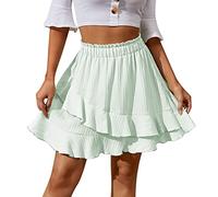 Rüsche Rock Damen Sommer Freizeitrock Lässig Elegant Höhe Taille Strand Rock Casual Einfarbige Minirock