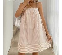 Rüschen-Saum geraffter Regenschirm-Rock Sommerkleid Puppen-Kleid mit Spaghettiträgern, lässig, locker, elegant, Pendler-Vintage-Stil, Urlaubs-Frühling