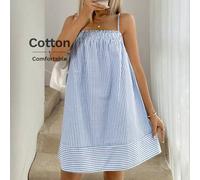 Rüschen-Saum geraffter Regenschirm-Rock Sommerkleid Träger-Kleid lässig locker elegant Pendler Vintage Stil Urlaub Frühling Sommer Damen Kurzkleid