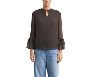 Rüschenbluse COMMA, Damen, Gr. 38, braun, Web, Obermaterial: 100% Polyester. Futter: 100% Viskose, unifarben, normal hüftbedeckend, Rundhals, Volant, Blusen, Sommerbluse mit Volant-Ärmeln / Transparen