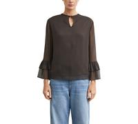 Rüschenbluse COMMA, Damen, Gr. 40, braun, Web, Obermaterial: 100% Polyester. Futter: 100% Viskose, unifarben, normal hüftbedeckend, Rundhals, Volant, Blusen, Sommerbluse mit Volant-Ärmeln / Transparen