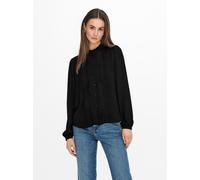 Rüschenbluse JDY "JDYELLIS L/S LACE SHIRT WVN NOOS", Damen, Gr. 38, schwarz, Web, Obermaterial: 100% Polyester, unifarben, regular fit hüftlang, Blusen (35787607-38) schwarz