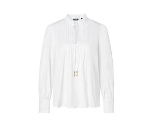 Rüschenbluse JOOP "Belmira2", Damen, Gr. 36, weiß, Web, Obermaterial: 78% Baumwolle, 19% Nylon, 3% Elasthan, unifarben, regular fit taillenbedeckt, Rundhals, eingesetzt 1-Knopf-Manschette, Blusen, mit