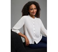 Rüschenbluse KANGAROOS, Damen, Gr. 38, off, weiß, Web, Obermaterial: 100% Baumwolle, bequem hüftlang, Rundhals, Rüschen, Blusen Rüschenbluse, Musselin, mit 3/4-Ärmeln, mit Rüschen am Ärmelabschluss, T