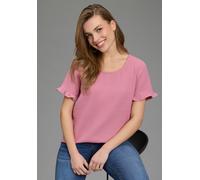 Rüschenbluse LAURA SCOTT, Damen, Gr. 40, beere, Web, Obermaterial: 100% Baumwolle, unifarben, Blusen, mit Zier-Knopfleiste am Rücken, unifarben, aus Baumwoll-Musselin (25294550-40) beere