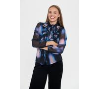 Rüschenbluse SAINT TROPEZ "LiljaSZ Crinkle LS Shirt", Damen, Gr. XL, schwarz mirage mist, Web, Obermaterial: 100% Polyester, unifarben, regular fit normal, Blusen, Regular fit, Chiffon, Rüschen (15948
