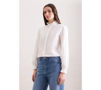 Rüschenbluse SEIDENSTICKER, Damen, Gr. XL (42), ecru, 100% Baumwolle, unifarben, regular fit, Blusen, 1/1 Stehkragen Stickerei (22901631-42) ecru