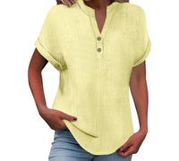 rüschenbluse Stehkragen Baumwolle Leinenbluse Kurze Elegant Blusen Freizeit Leicht Damenblusen Strand Longbluse Passform Shirt muskelshirt