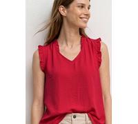 Blusentop STREET ONE, Damen, Gr. 40, salsa rot, Stoff, 88% Viskose, 12% Polyamid, unifarben, normal normal, V-Ausschnitt, Rüschen, Blusen Blusentop, aus softer Viskose (91810600-40) salsa rot