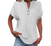 rüschenbluse weiß viktorianisch Leinenbluse Kurze Elegant Blusen Freizeit Leicht Damenblusen Strand Longbluse Passform Shirt konfetti im Herzen t-Shirt Damen pink