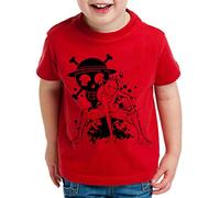 Ruffy Angry Zorro One Manga Kinder T-Shirt Anime Piece, Kinder T-Shirt Größe:152-164 (12-14 Jahre), Kinder Farben:Rot
