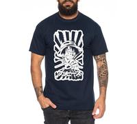 Ruffy Faust - Herren T-Shirt Straw Hat Luffy Zoro One Monkey D. Pirat Ace Piece Goku Anime Ruffy, Größe:4XL, Farbe:Dunkelblau