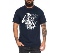 Ruffy Hand - Herren T-Shirt Straw Hat Luffy Zoro One Monkey D. Pirat Ace Piece Goku Anime Ruffy, Größe:XL, Farbe:Dunkelblau