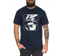 Ruffy Mix - Herren T-Shirt Straw Hat Luffy Zoro One Monkey D. Pirat Ace Piece Goku Anime Ruffy, Größe:XL, Farbe:Dunkelblau