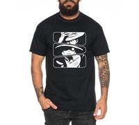 Ruffy Mix - Herren T-Shirt Straw Hat Luffy Zoro One Monkey D. Pirat Ace Piece Goku Anime Ruffy, Größe:4XL, Farbe:Schwarz