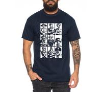 Ruffy Team - Herren T-Shirt Straw Hat Luffy Zoro One Monkey D. Pirat Ace Piece Goku Anime Ruffy, Größe:M, Farbe:Dunkelblau