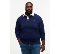 Rugbyshirt "BT-ESSENTIAL SOLID RUGBY", Herren, Gr. 5XL, blau (carbon navy), Sweatware, Obermaterial: 100% Baumwolle, TOMMY HILFIGER BIG & TALL, normal, Rippbündchen, Shirts, Große Größen, kontrastfarb