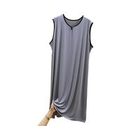 RUHANE Ärmellose Nachthemden für Herren, Herren Klassischer Modal-Pyjama Ultraweiches Nachthemd Nachthemd mit lockerer Passform Nachthemd L-3XL,Cement Gray,L