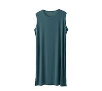 RUHANE Ärmellose Nachthemden für Herren, Herren Ultra Soft Modal Pyjamas Nachthemd Locker geschnittenes Nachthemd L-3XL,Dark Green,XL