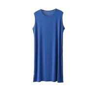 RUHANE Ärmellose Nachthemden für Herren, Herren Ultra Soft Modal Pyjamas Nachthemd Locker geschnittenes Nachthemd L-3XL,Blau,3XL