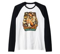 Ruhige Mädchen lesen Fantasy-Bücherwurm Raglan