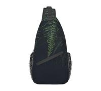 Ruhiger Regenwald-bedruckter Sling-Rucksack, Seil, Umhängetasche, Brusttasche, Reisen, Wandern, Tagesrucksack für Damen und Herren, Schwarz, Einheitsgröße