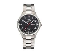 RUHLA-Classic Titan-Herrenuhr - satiniert & poliertes Titangehäuse Ø 40 mm - Datums- & Wochentagsanzeige in Deutsch und Englisch - schwarze Zifferblatt - Quarzwerk - Titangliederband - Made in Germany