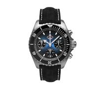 Ruhla Herrenuhr Glasbach Cup 20 Bar Chronograph 44 MM mit Lederband 4970-3