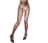 RUIBAVYA Sexy Strapsstrümpfe Offen im Schritt Strumpfhose 0 Denier Ultradünne Glänzende Strapsstrümpfe Vierfach offene Strumpfhosen