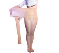 RUIBAVYA Strumpfhosen Damen Grosse Grössen 6DEN Glänzende Feinstrumpfhose übergröße Strumpfhosen mit hoher Taille-BeigeOffen