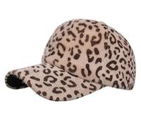 RUICHENG Baseballmütze Damen Winter Leopardenmuster Baseball Cap Warme Freizeit Basecap (Beige)