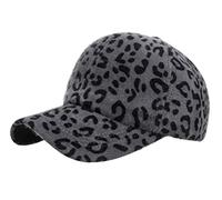 RUICHENG Baseballmütze Damen Winter Leopardenmuster Baseball Cap Warme Freizeit Basecap (Grau)