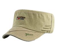 RUICHENG Herren Military Army Cap Baumwolle Flat Top Baseballmütze Militär Kappe Kadettenhut Sonnen Kappe Verstellbare (Beige)