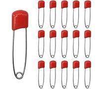 Ruidee 50 Stück 2,2 Zoll Windelnadeln Sicherheitsnadeln Kunststoff Kopf Windeln Nadeln mit Verriegeln Verschluss (Rot)