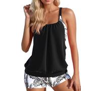 RuiGuio Tankini Damen Bauchweg Große Größen Set Bademode Badekleid mit Bügel Schwimmanzug Schicke Sport Elegant Strandmode
