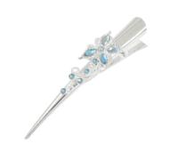Ruilogod Damen Blue Faux Crystal Decor Zähne PRONG Client Client Chain 4.9" Lang (ID: 8ca 827 e74 946 f28
