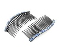 Ruilogod Damen-Kunststoff, Dekoration mit Strasssteinen, 20 Zähne, 10,7 x 4,7 cm, 2 Stück, schwarz (ID: 685 CB2 644 9a6