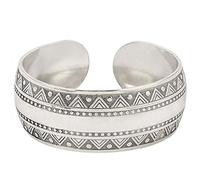 Ruilogod Frau ethnische Art geschnitzter Dreieck Kreis Muster Manschette Armband Armreif