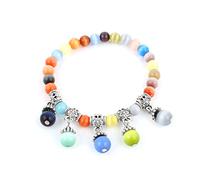 Ruilogod Opal Perle Decor Stretchy Armband Lady Manmade Multicolor Silber Ton