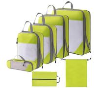 RUIOMII Travel Koffer Organizer,Reise Essentials Koffer Organizer Set PackwüRfel Packing Cubes Compression,Kleidertaschen für Koffer Kofferorganizer Packtaschen für Koffer(GrüN, 7-Teiliges Set)