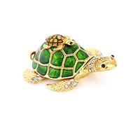 Ruiting Schmuckschatulle Klein, Schildkröte Schmuckkästchen Schmuckkoffer Schmuckaufbewahrung für Halskette Ohrringe 7 * 5 * 2.8cm Vintage 1 Stück (Grün)