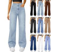 RUITOTP Damen Jeans Weites Bein High Waist Stretch Baggy Wide Leg Jeans Gothic Baggy Denim Hosen Hohe Taille Punk Lose Gerade Hosen und Mädchen Streetwear